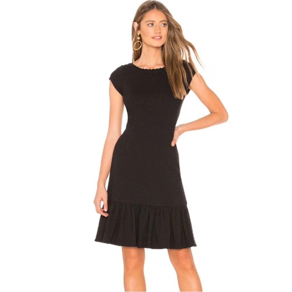Rebecca Taylor Black Honeycomb Textured Dress 6 BLD business casual formal